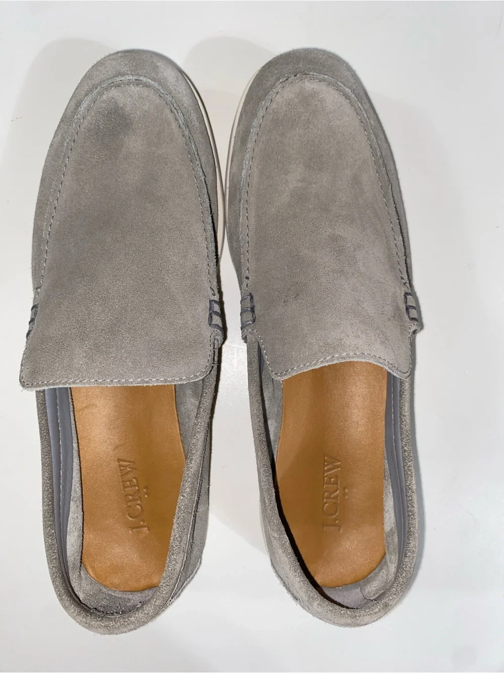 J. Crew Men’s Light Gray Suede Slip-On Loafers